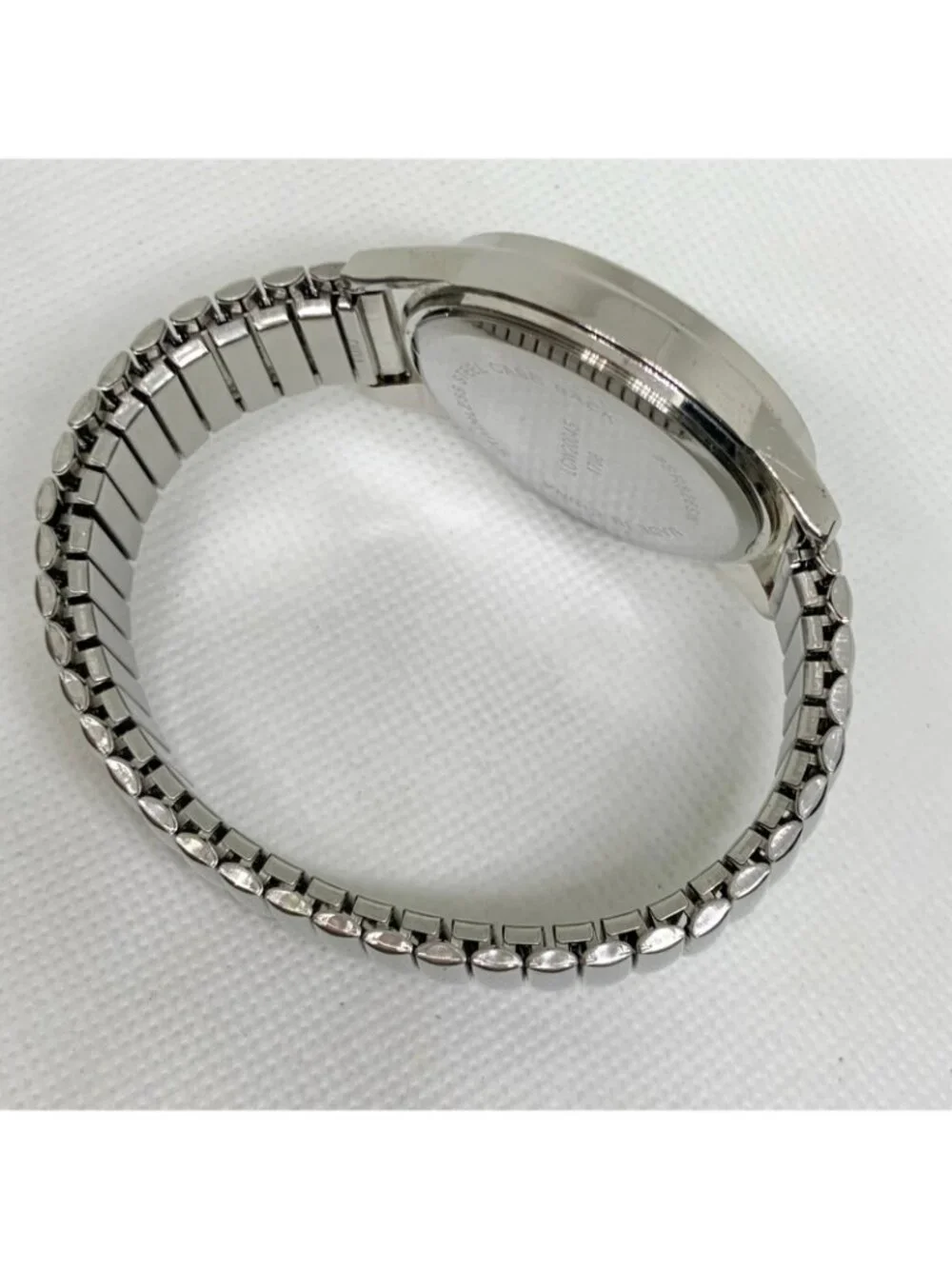 L&Co silver tone men’s watch 40mm quartz analog stretch band 7.5” running